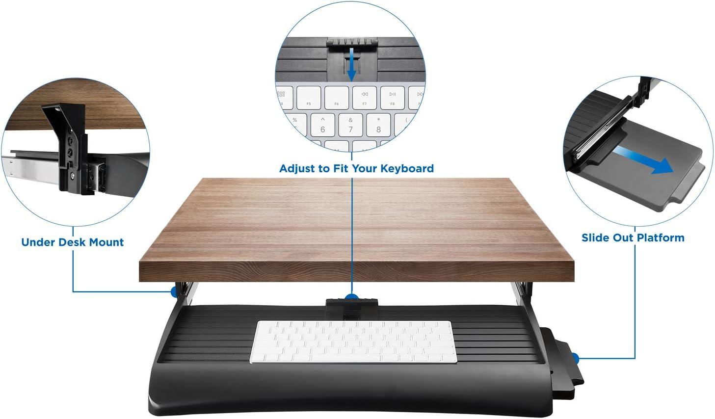 Mount-It! Keyboard Drawer Under Desk with Mouse Platform, Easy-Glide Sliding Under-Counter Computer Keyboard Tray 21 inch Wide