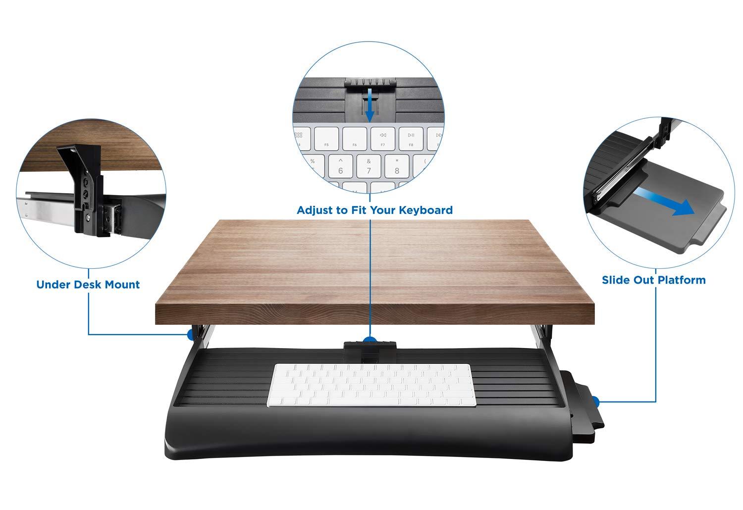 Adjustable Under Desk Keyboard Tray with Mouse Platform
