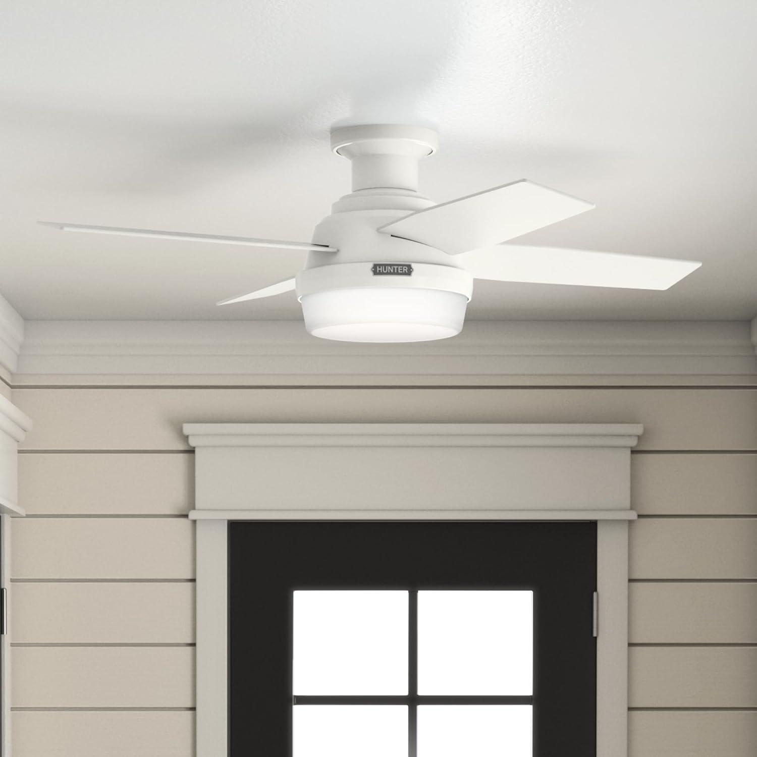 Dempsey Low Profile 44" 4 - Blade Flush Mount Ceiling Fan with Lights and Remote