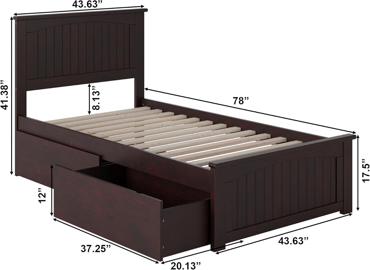 Nantucket Platform Bed with Matching Foot Board with 2 Urban Bed Drawers, Multiple Colors, Multiple Sizes