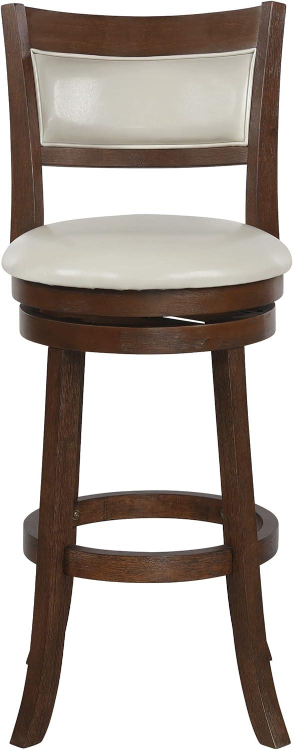 30" Swivel Stool in Cream Faux Leather with Dark Walnut Finish