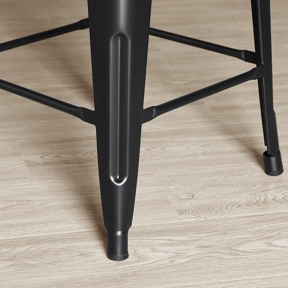Yaheetech 24" Set of 4 Metal Counter Height Backless Stackable Bar Stools Indoor/Outdoor-Black