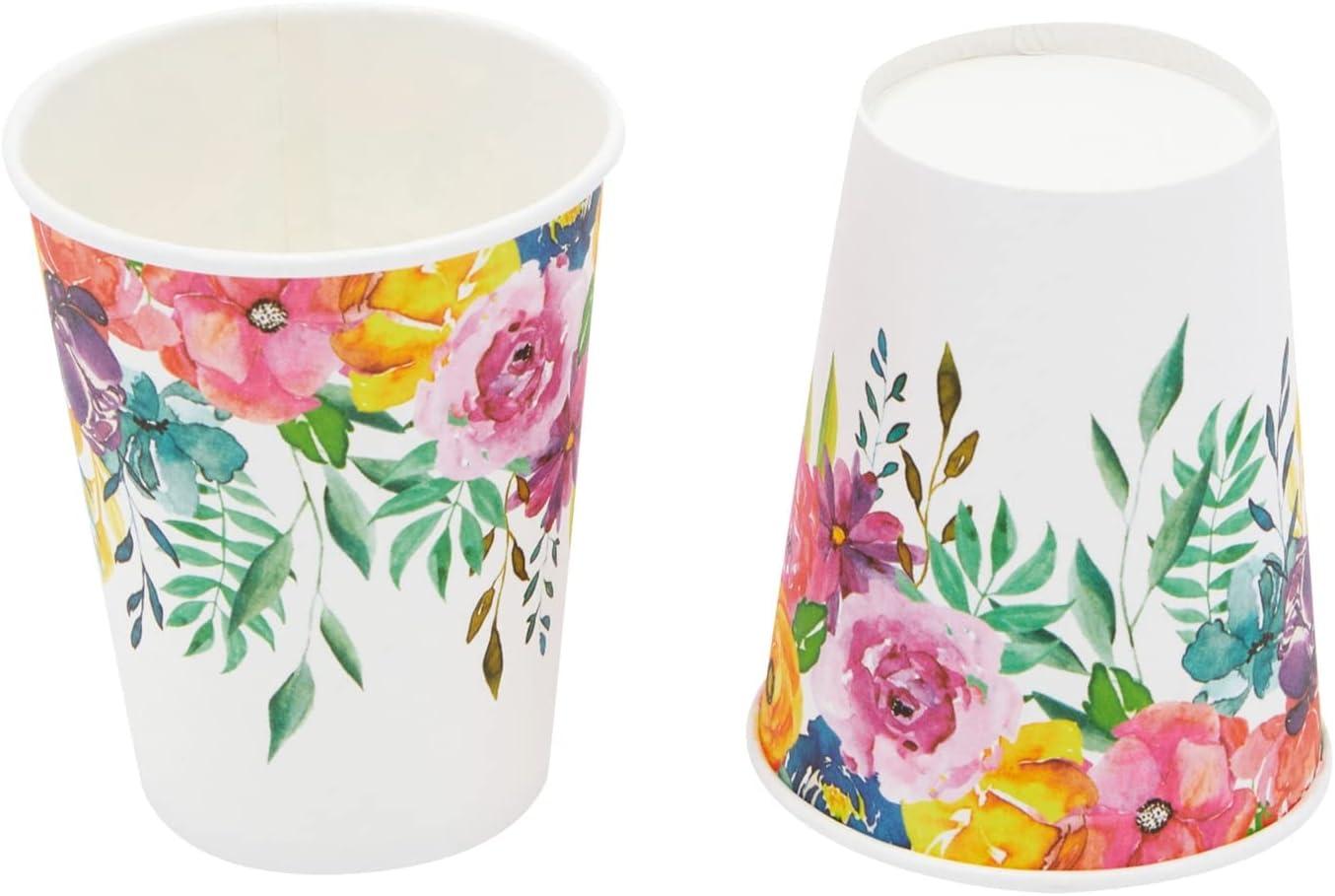 Juvale Juvale 144 Piece Flower Tea Party Supplies, Includes Disposable Floral Paper Plates, Napkins, Cups, Cutlery