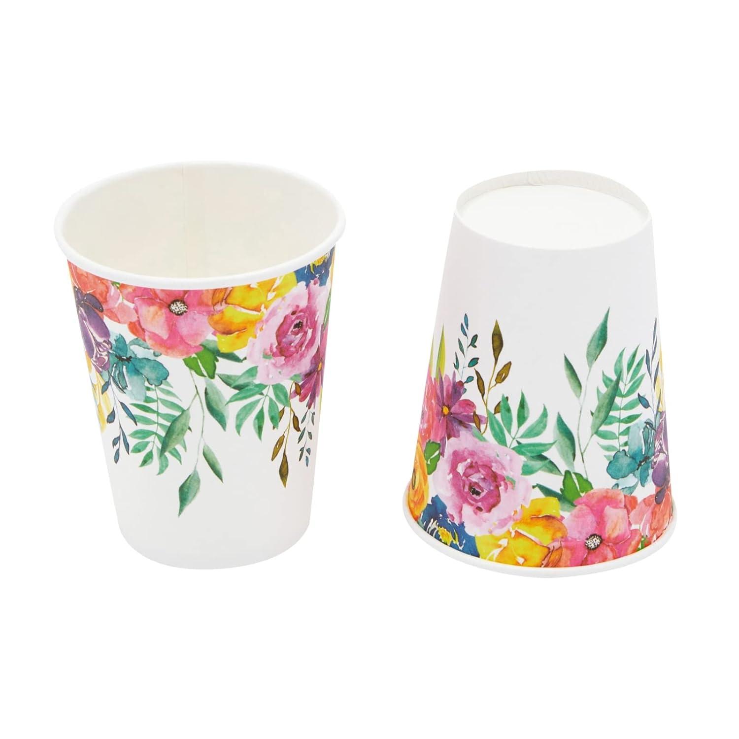 Juvale Juvale 144 Piece Flower Tea Party Supplies, Includes Disposable Floral Paper Plates, Napkins, Cups, Cutlery