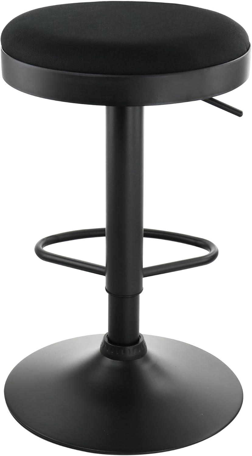 Black Adjustable Swivel Metal Backless Bar Stools, Set of 2