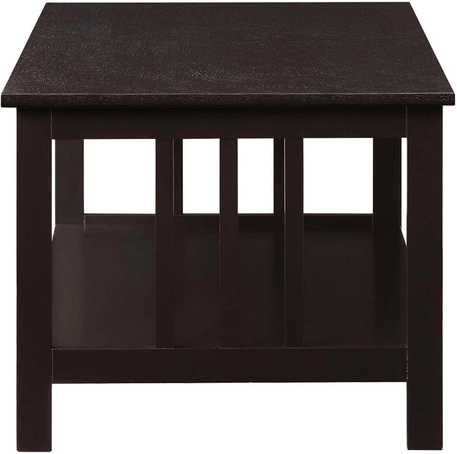 Convenience Concepts Mission Coffee Table with Shelf, Espresso