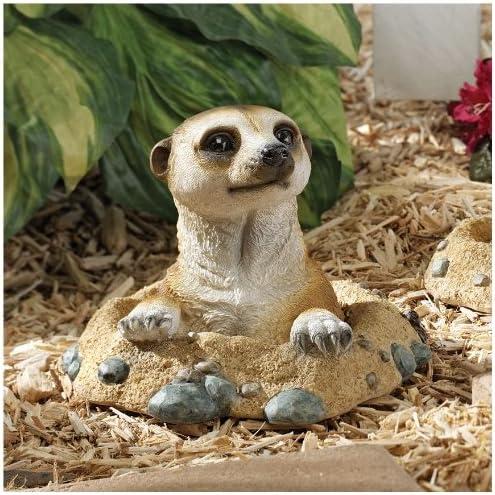 Design Toscano QL57081 Out of the Kalahari Meerkat Garden Animal Statue, 10 Inch, Polyresin, Full Color