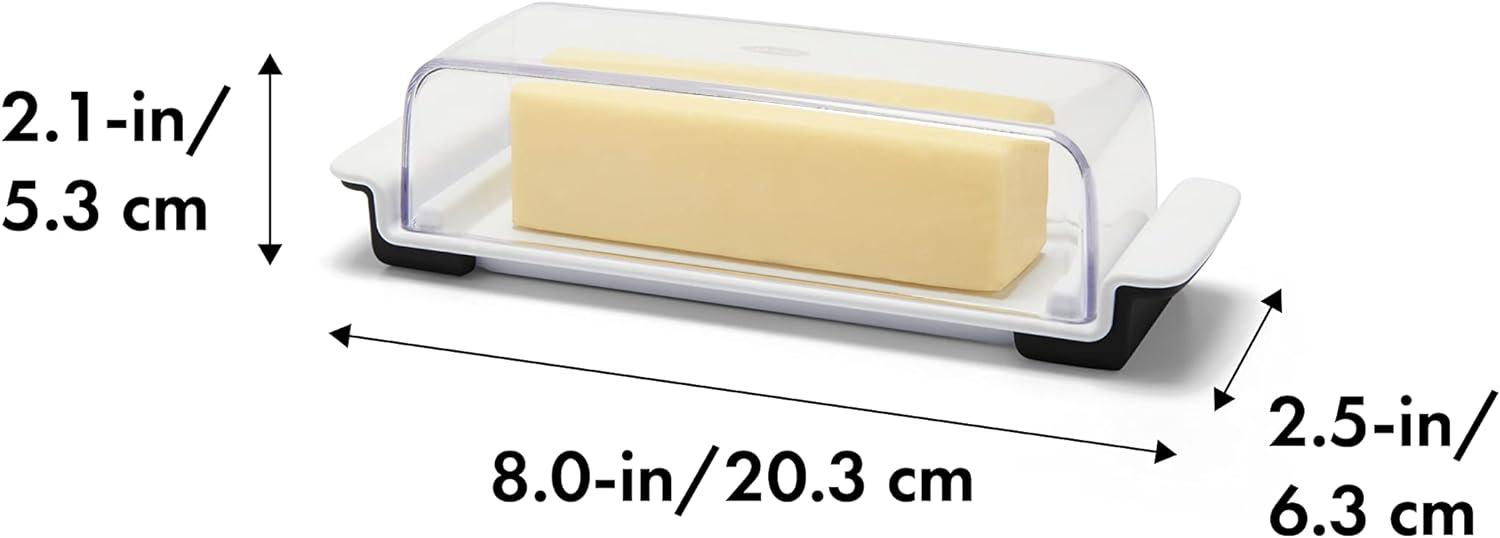 Clear Lid White Rectangular Polished Butter Dish