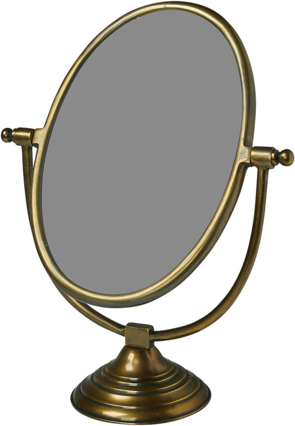 Creative Co-Op Antique Aluminum Swivel Vanity Mirror, Brass