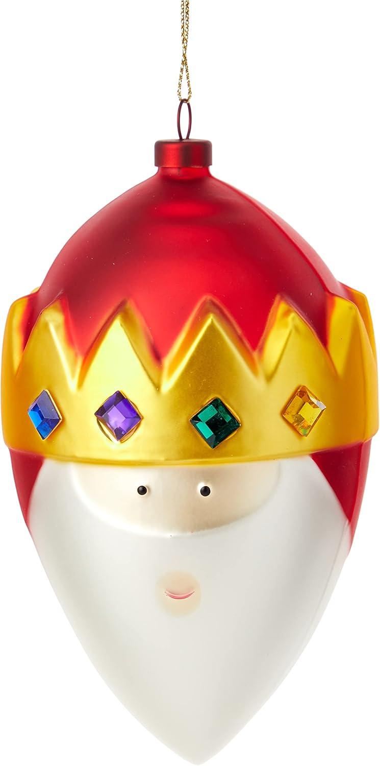 Gaspare Hand-Painted Glass Christmas Ornament with Crown