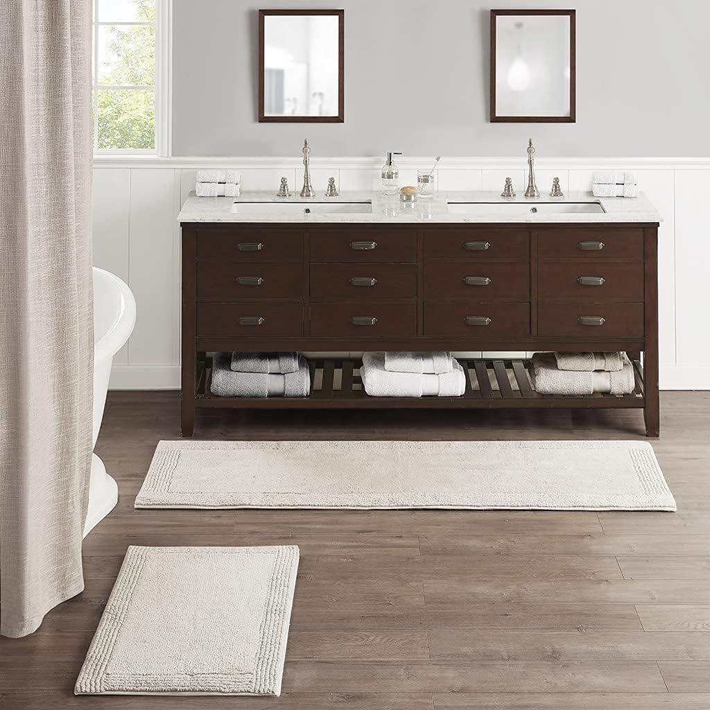 Madison Park 24"x72" Splendor Cotton Tufted Reversible Bath Rug Tan: Machine Washable, OEKO-TEX Certified
