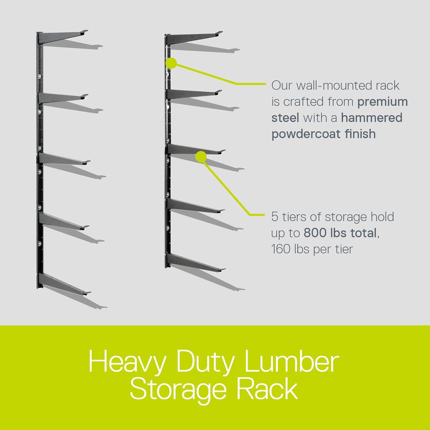 delta Heavy Duty Steel Wall Mounted Adjustable 5-Tier Lumber Storage Garage Rack