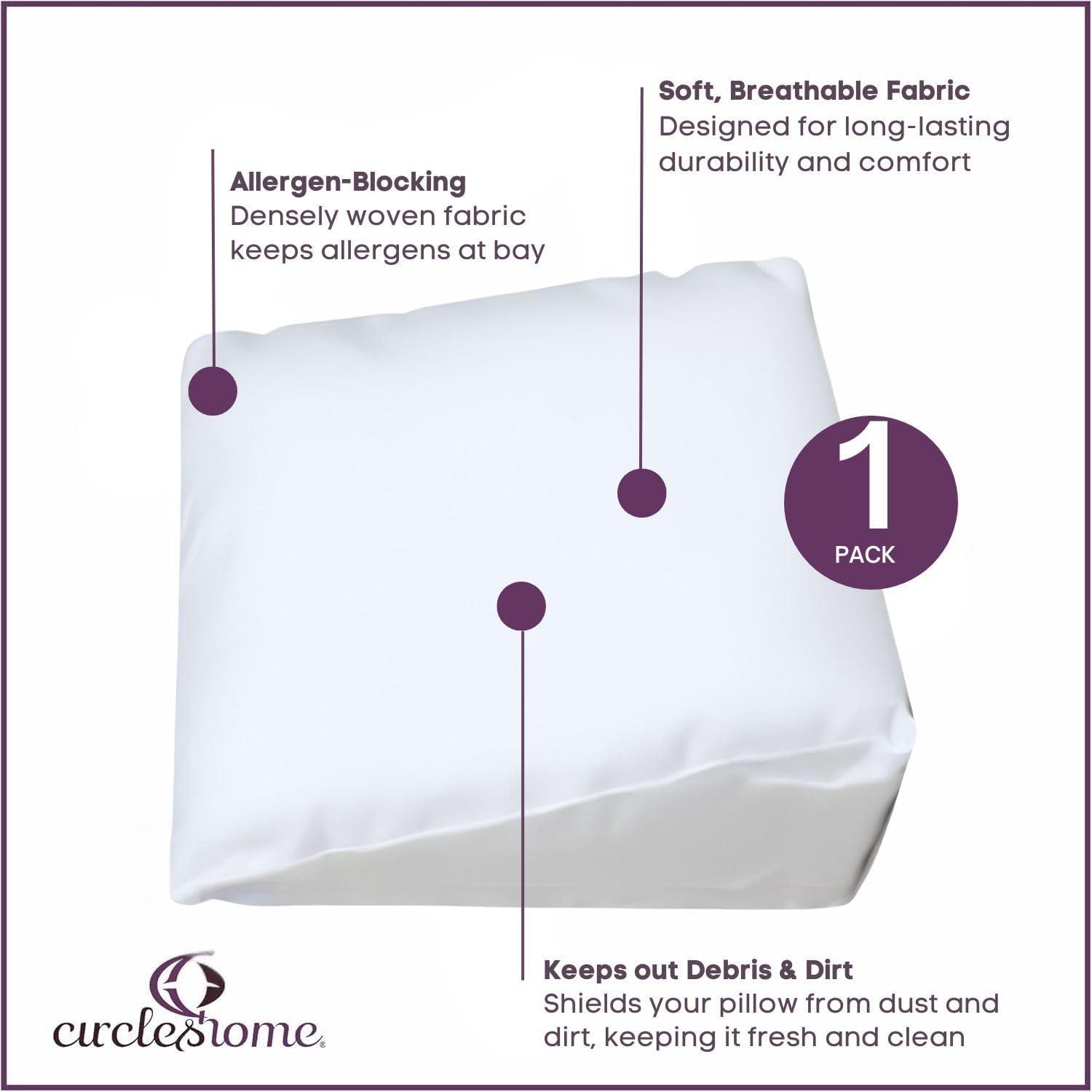 Circles Home 100% Cotton Wedge Pillow Protector with Zipper – (25x25x10x2)