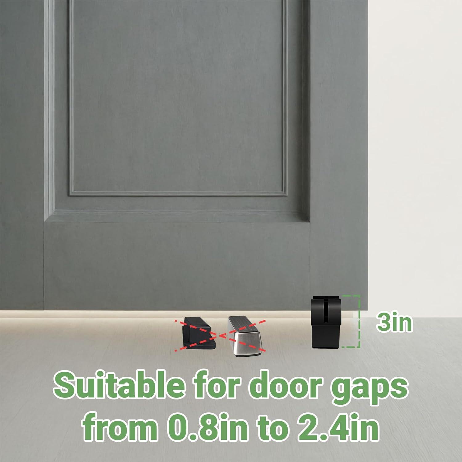 Large Door Stopper - Metal Door Wedge, Tall Door Stopper, Spring Rubber for Extra Strong Grip (Silver, 1 Pack)