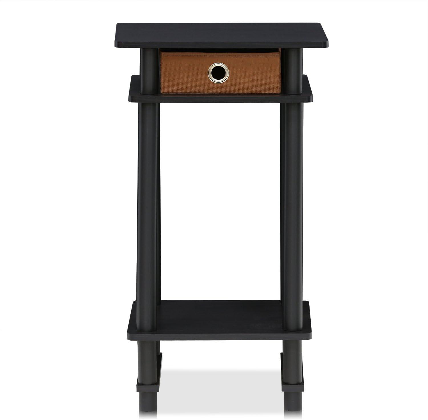 Furinno Turn-N-Tube Tall End Table with Bin, Espresso/Brown