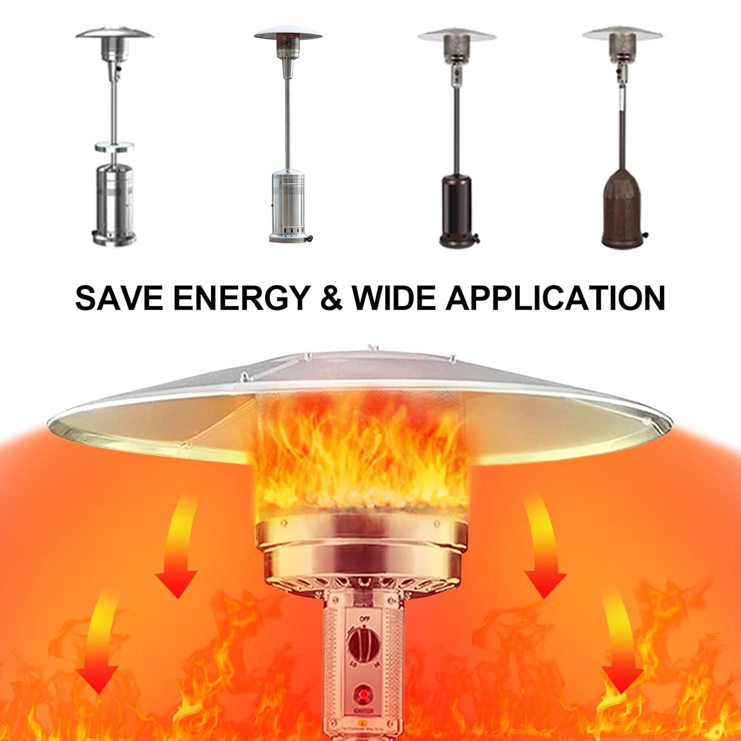 Upgtaded Aluminum Patio Heater Reflector Shield, Propane Outdoor Heater Replacement Parts, Silver Patio Heater Parts, Heat Reflector Shield - Top Dome(3-Hole Mount，33" Diameter Round)