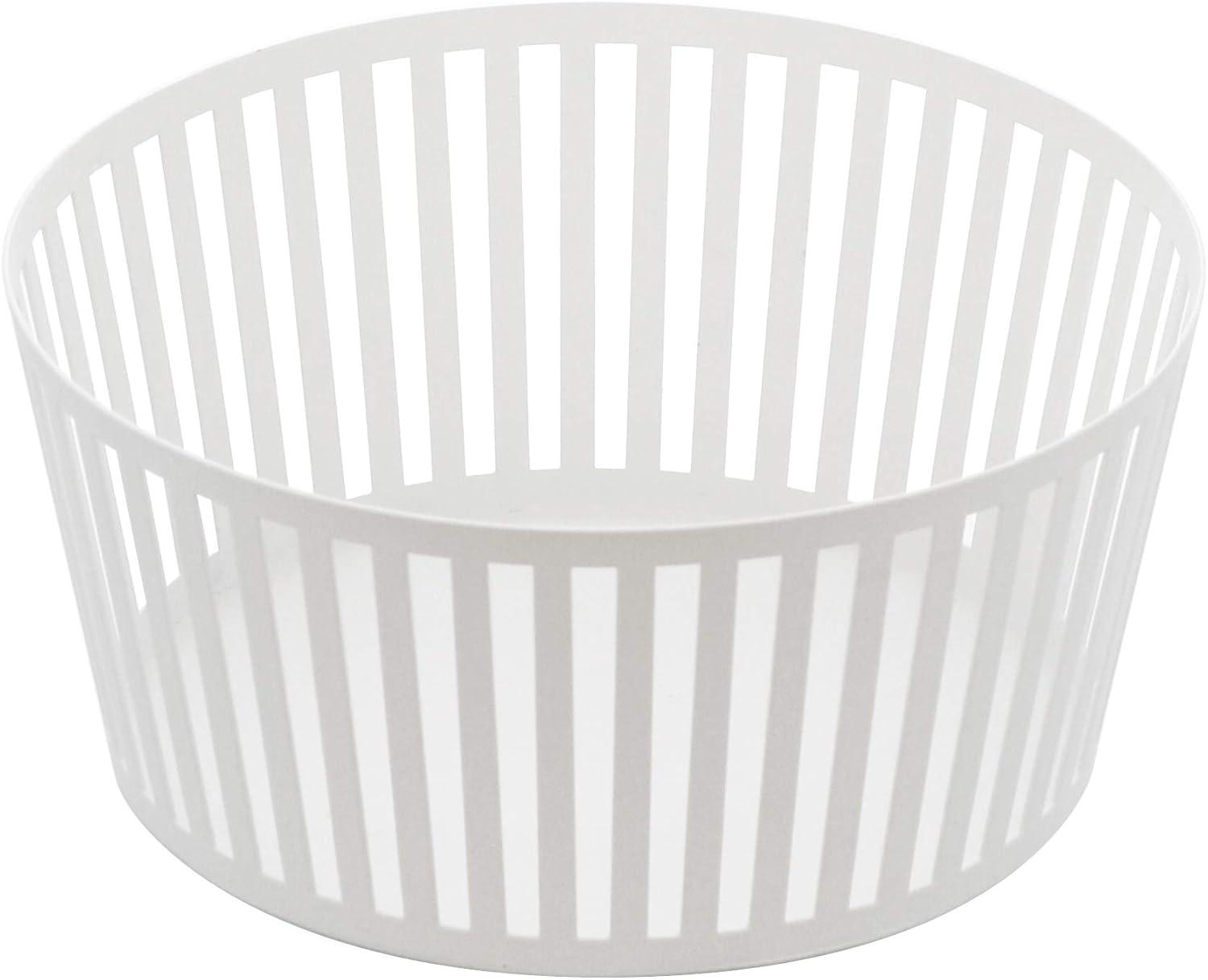 Yamazaki Home  Fruit Basket - Two Sizes, Steel, Tall - L 8.46 x W 8.46 x H  3.94 inches White