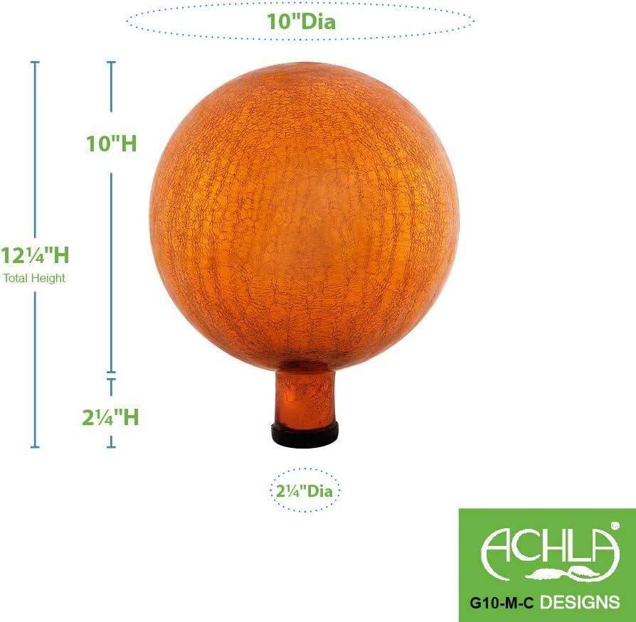 Mandarin Orange 10" Crackle Glass Garden Gazing Globe