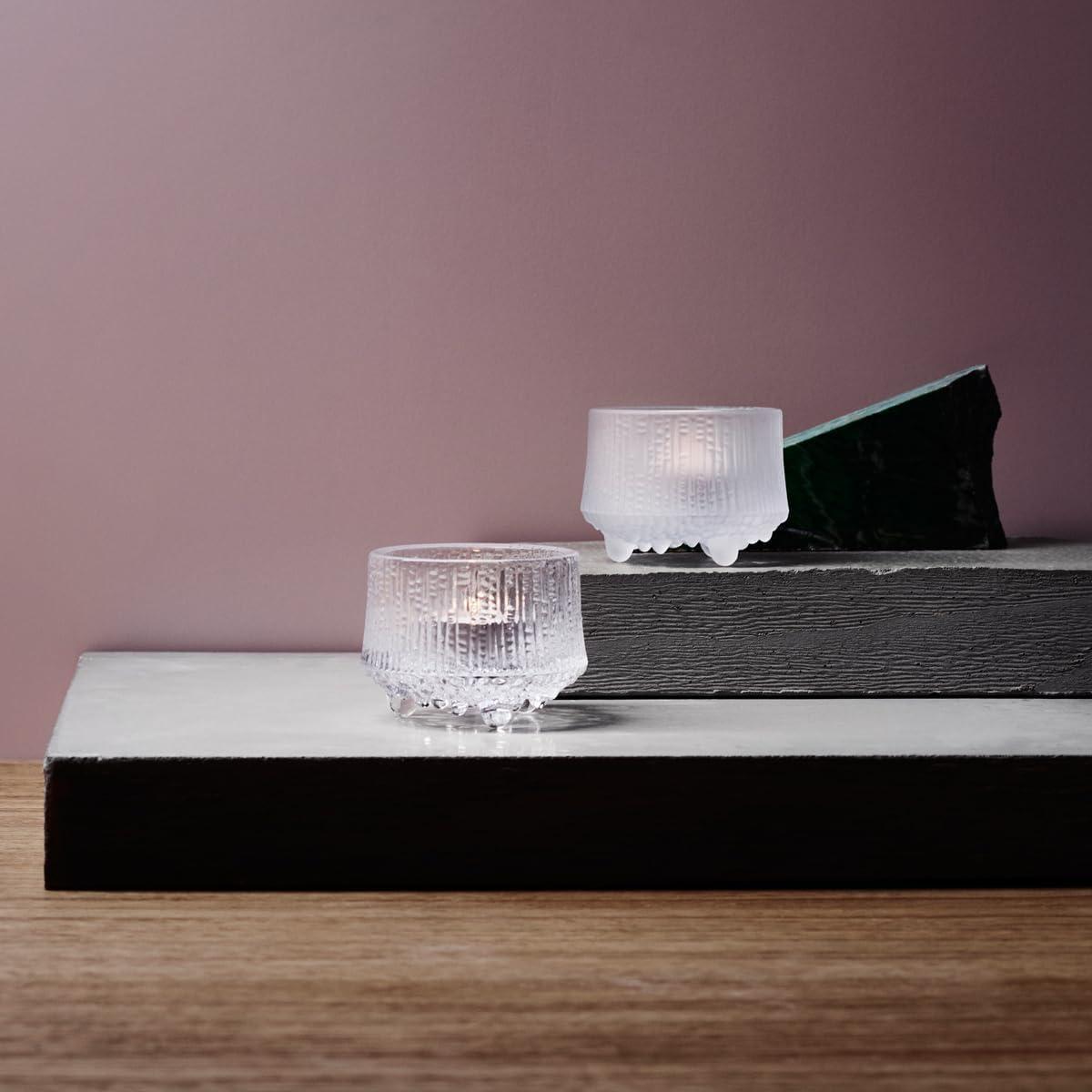 Matte Frosted Glass Tealight Candleholders, 3.3" x 3.3" x 2.5"