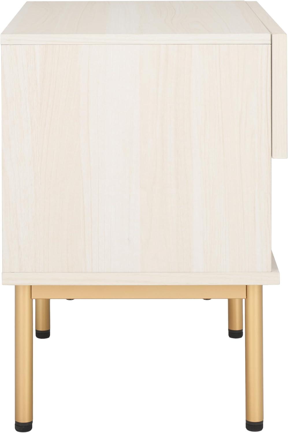 Axelle 1 Drawer Nightstand - Bleached White/Gold - Safavieh