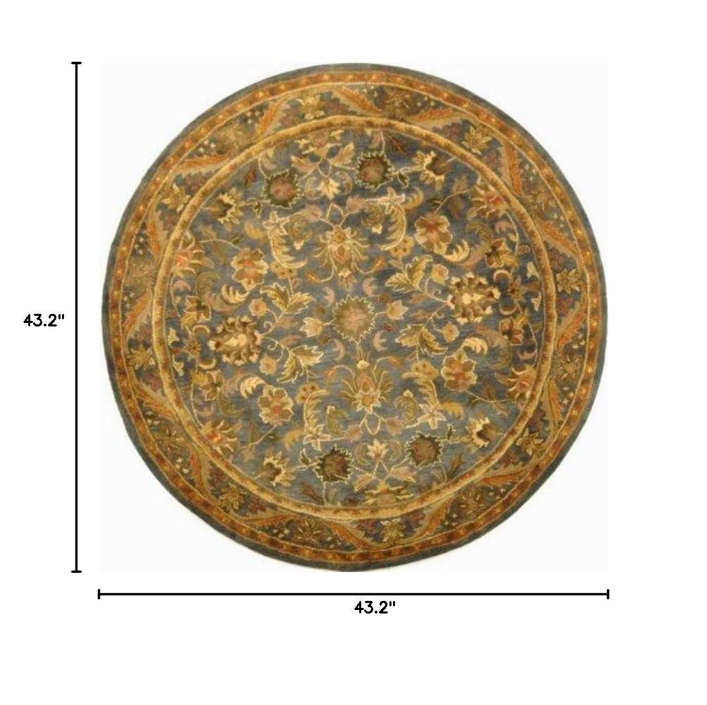 Antiquity AT52 Hand Tufted Indoor Area Rug - Blue/Gold - 3'6" Round - Safavieh
