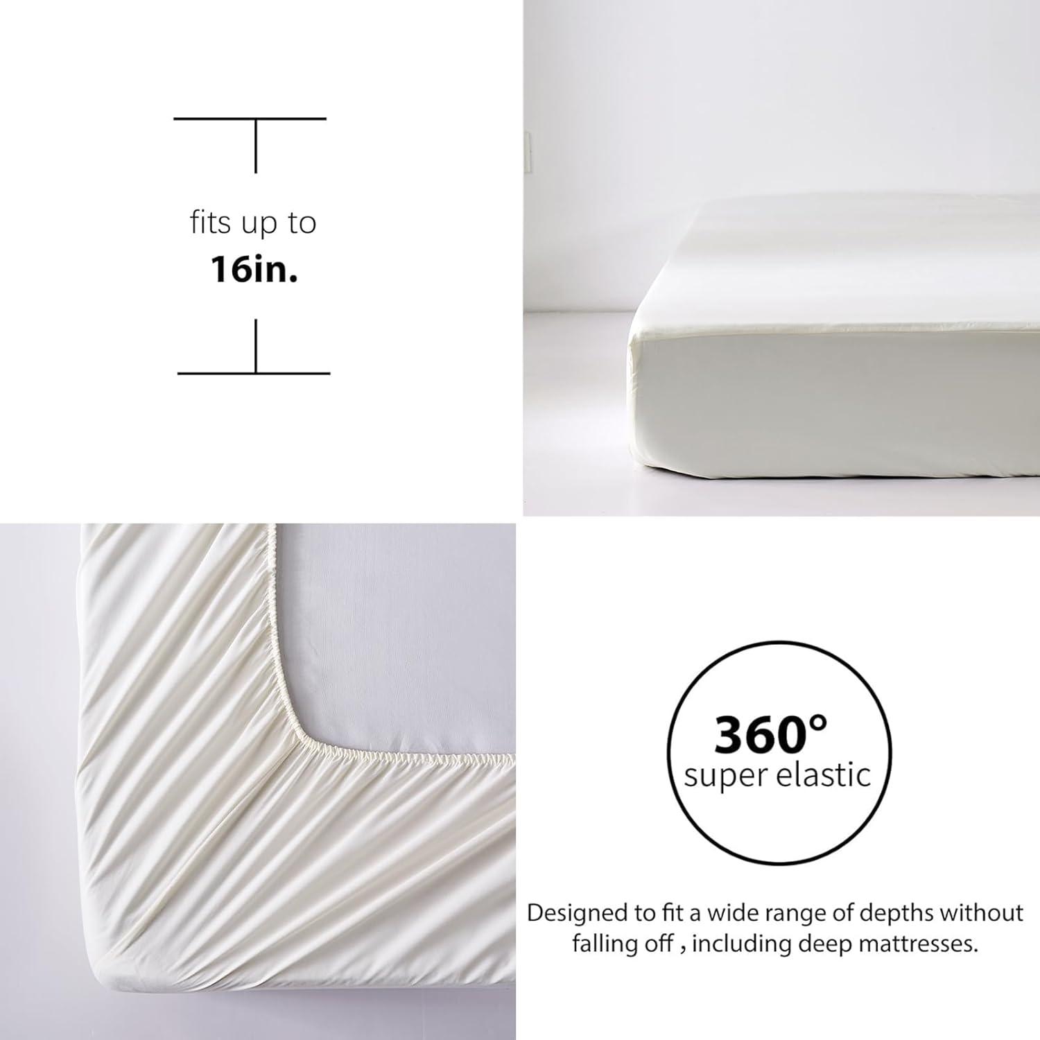 7 Pieces Queen Comforter Set, White Tufted Boho Shabby Chic Bed in a Bag Comforter and Sheet Set, All Season Soft Microfiber Complete Bedding Set (White, Queen)