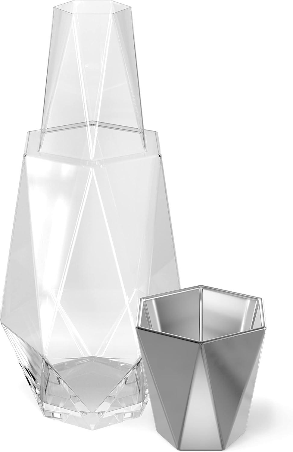 Fifth Avenue Crystal Geometric Bedside Night Water Carafe and Tumbler Lid, 2-Piece