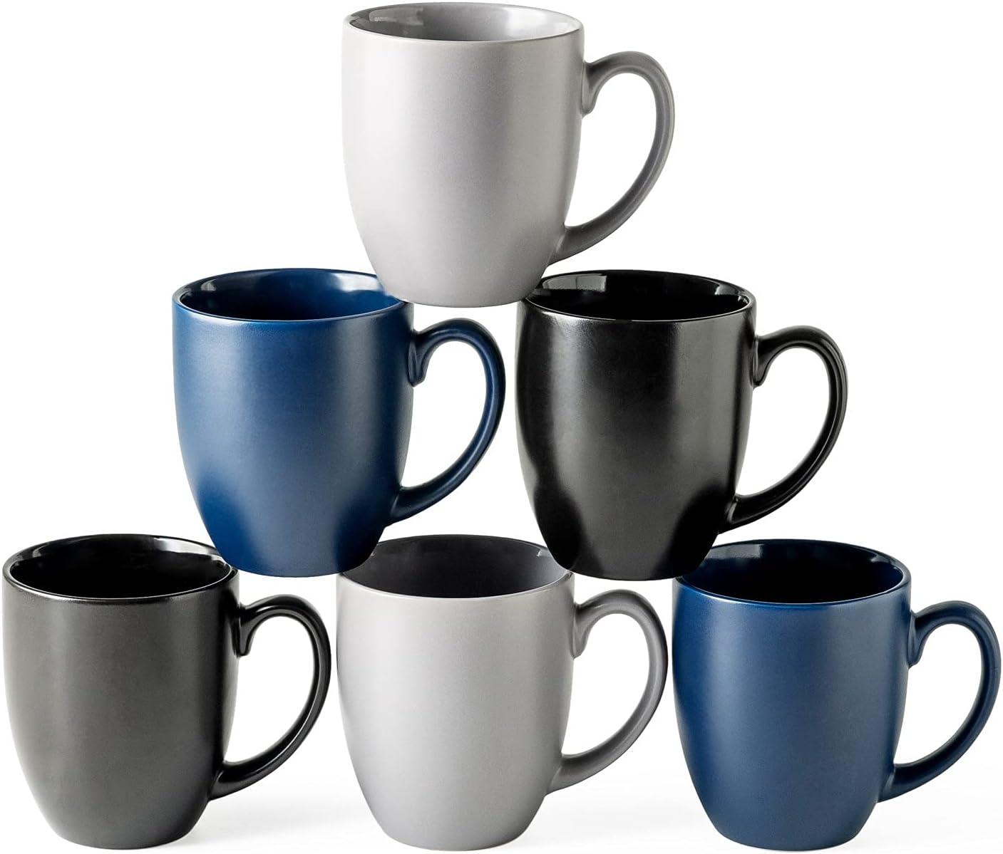 16oz Coffee Mugs Set Of 6, Large Ceramic Coffee Mugs For Man, Woman, Dad, Mom, Modern Coffee Mugs Set With Handle For Tea/latte/cappuccino/milk/cocoa. Dishwasherµwave Safe, Multi