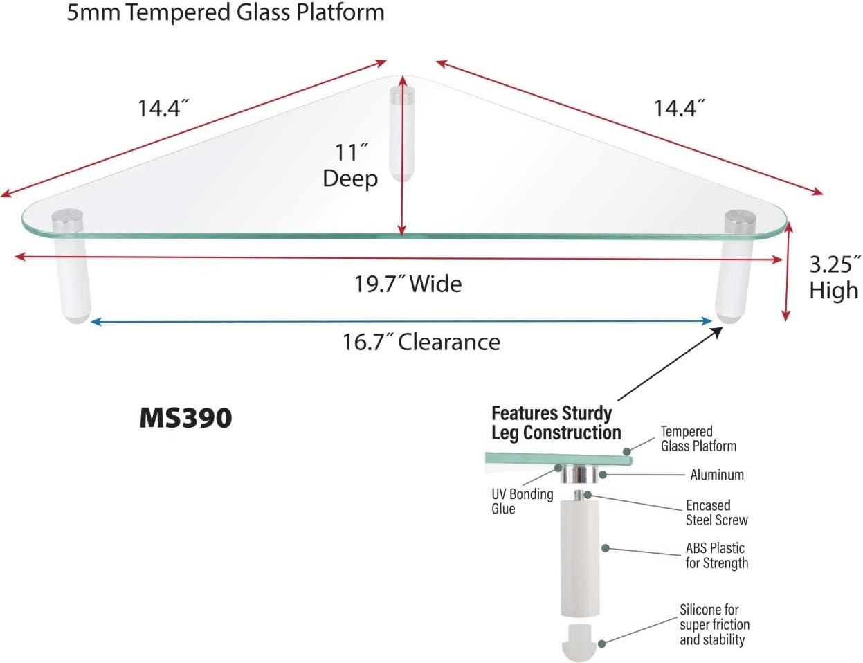 Clear Glass Corner Monitor Riser with Non-Skid Feet