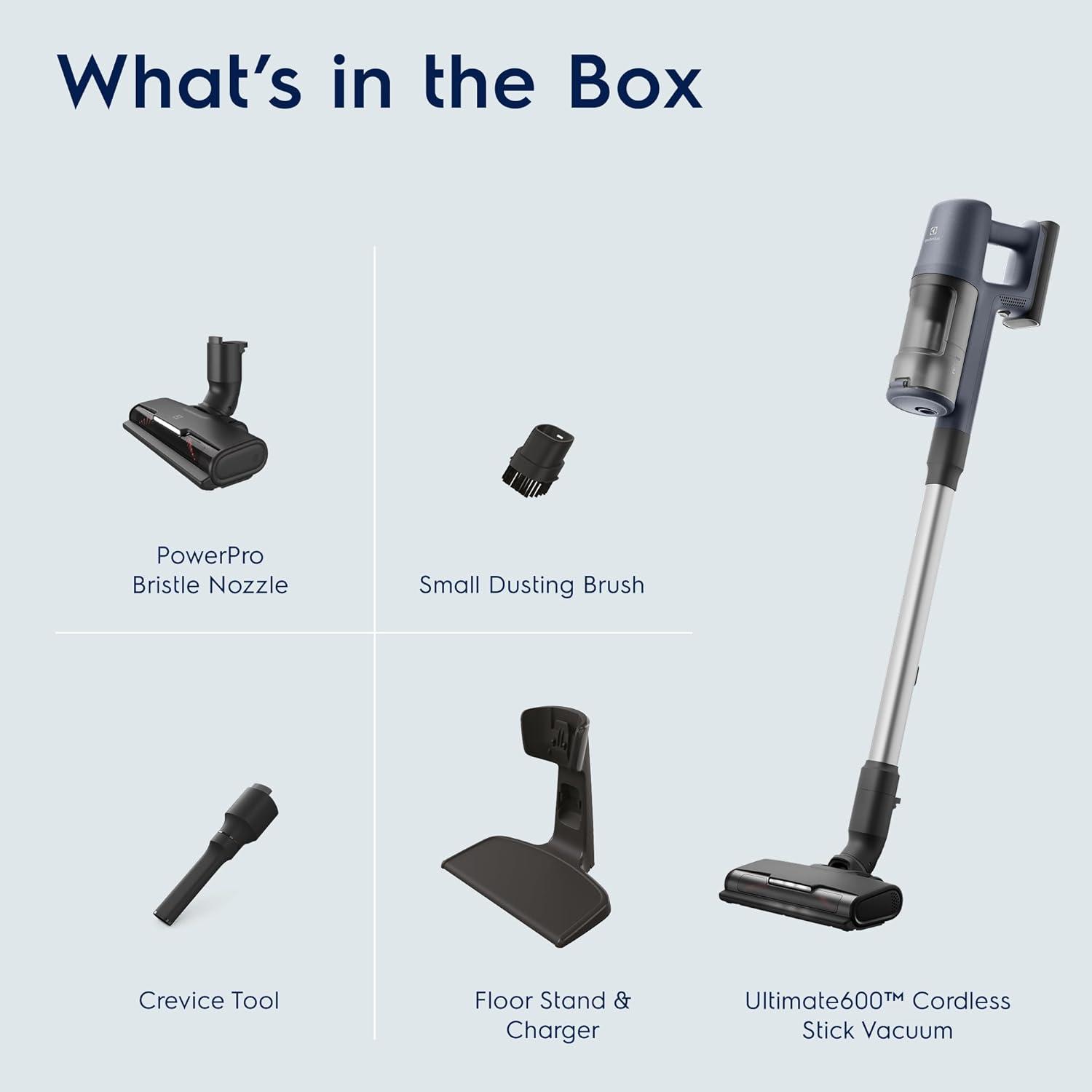 Electrolux EHVS65S1AD Electrolux Ultimate600 Complete Home Lightweight Cordless Stick Vacuum, Motorized Nozzles, 5-Step Filtration, LED Smart Display, For Floors, Upholstery, Mattresses