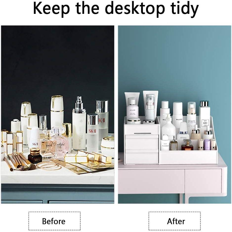 skin care organizer,Makeup Desk Organizer With Drawers,Countertop Organizer for Cosmetics,Vanity brush with Holder for Lipstick, Brushes, Eyeshadow, and Jewelry Desktop Finishing Dresser (White)