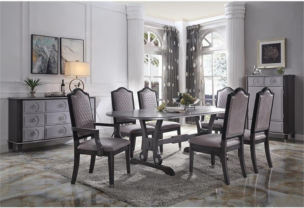 21.7" House Beatrice Two-Tone Accent Chair Gray Fabric/Charcoal Finish - Acme Furniture