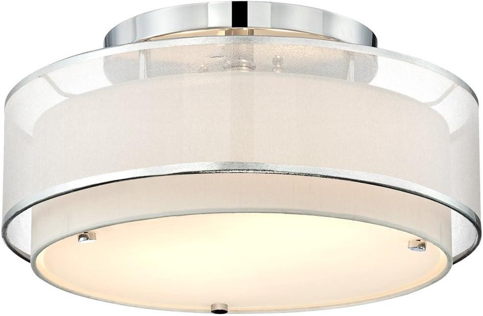 Chrome Double Drum Shade Semi-Flush Mount Ceiling Light