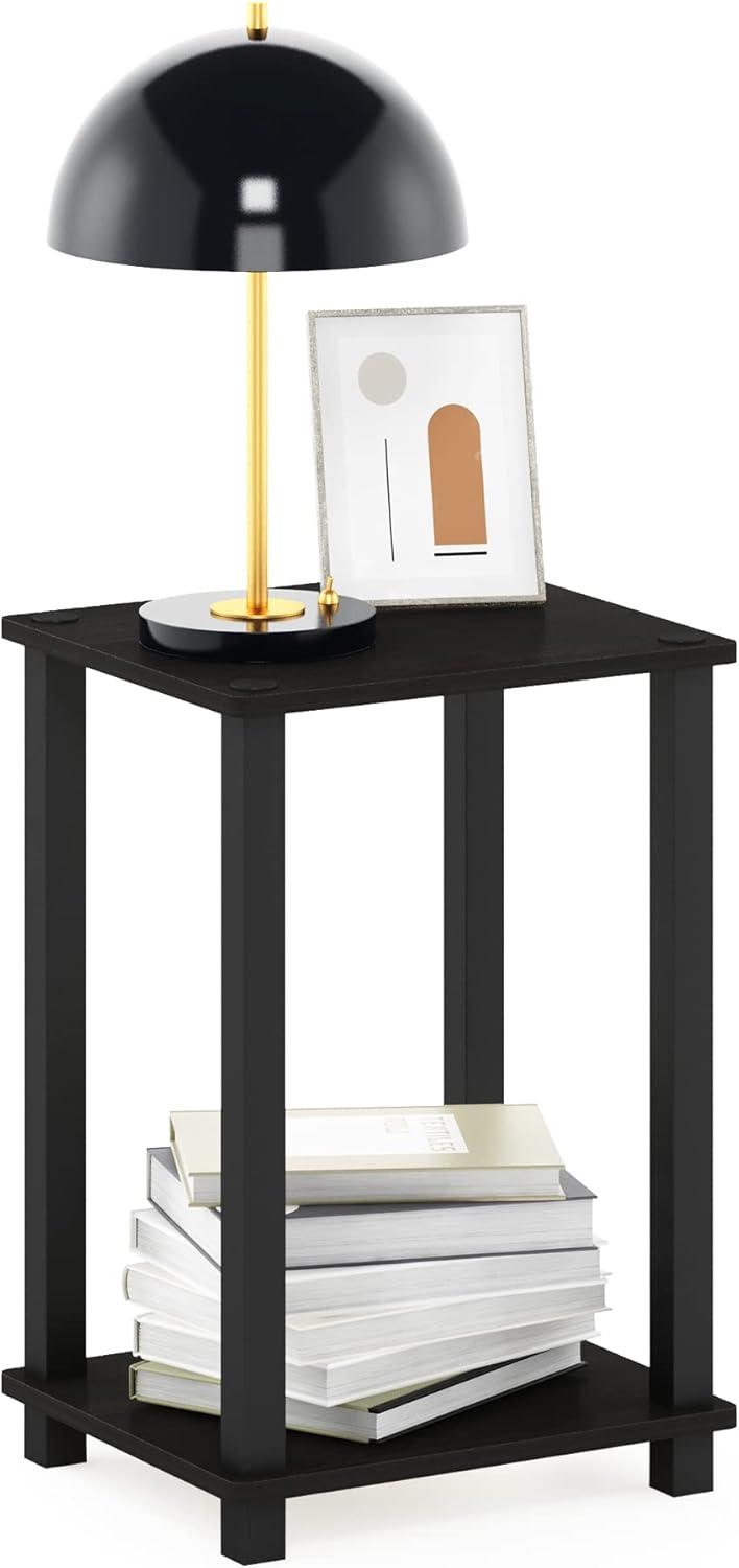 Furinno Simplistic End Table, Small, Set of 2, Espresso/Black