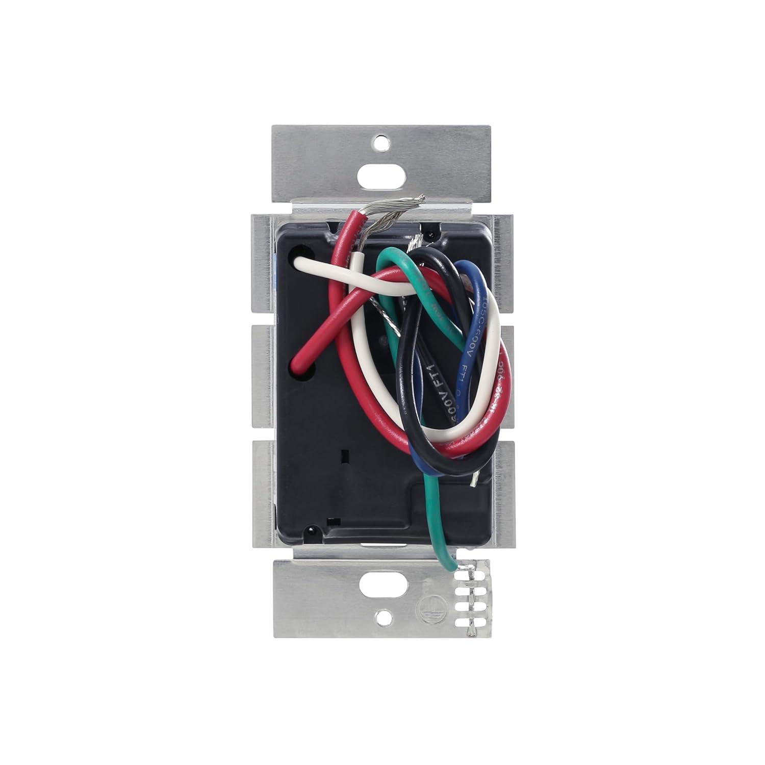 Lutron Caseta Smart Lighting Switch for All Bulb Types or Fans | Neutral Wire Required | PD-6ANS-WH | White