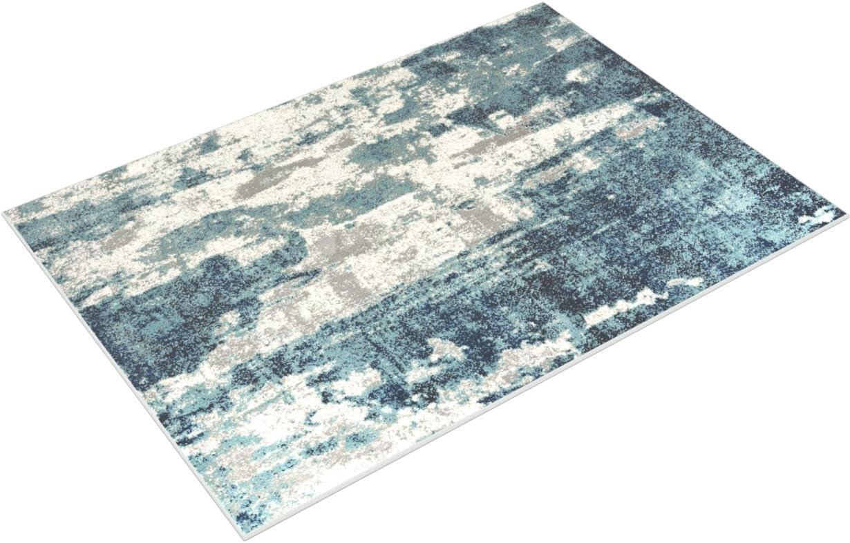 17 Stories Elkmont Abstract Light Blue/Gray Area Rug