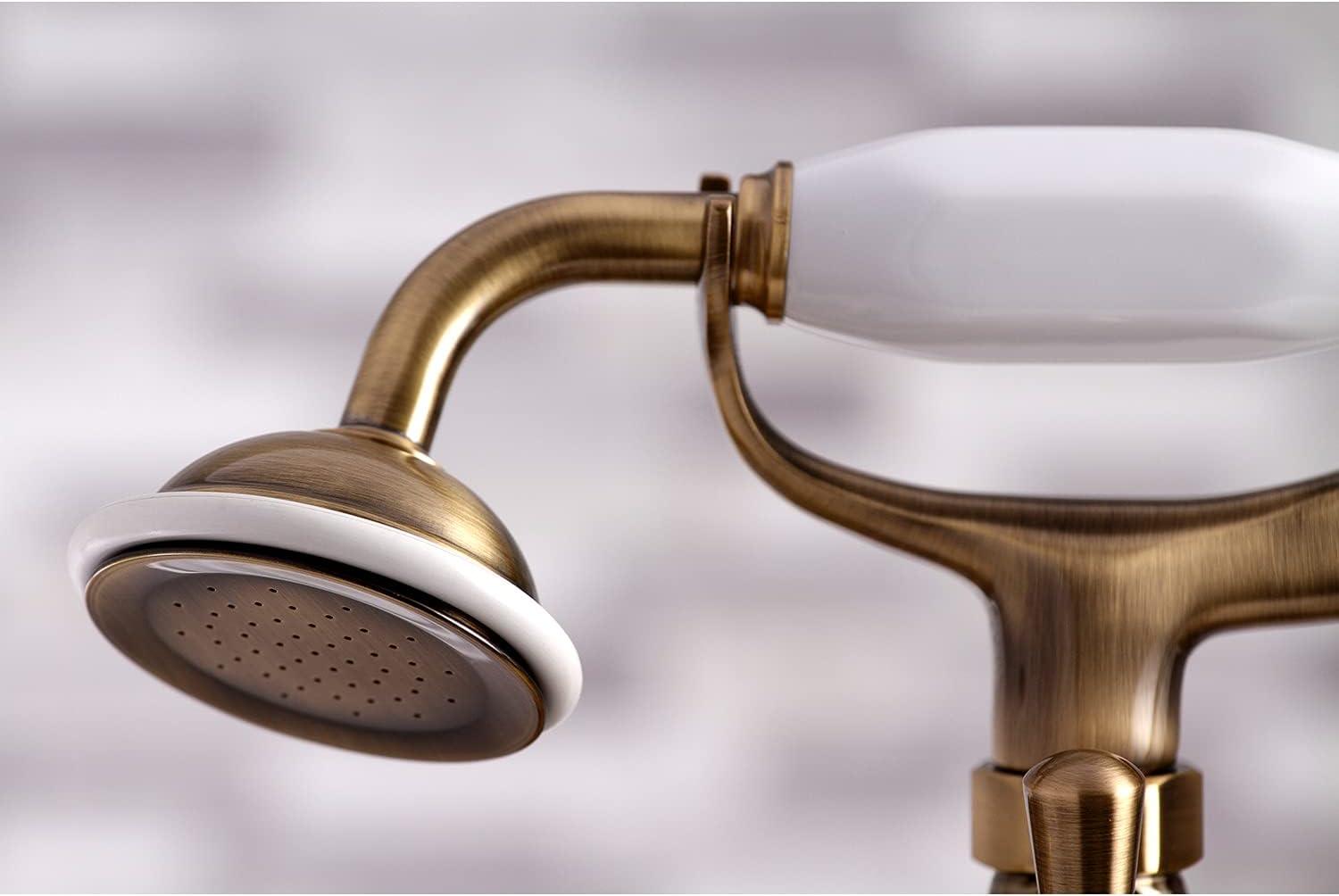 Kingston Brass Kingston Three-Handle 2-Hole Deck Mount Clawfoot Tub Faucet with Hand Shower