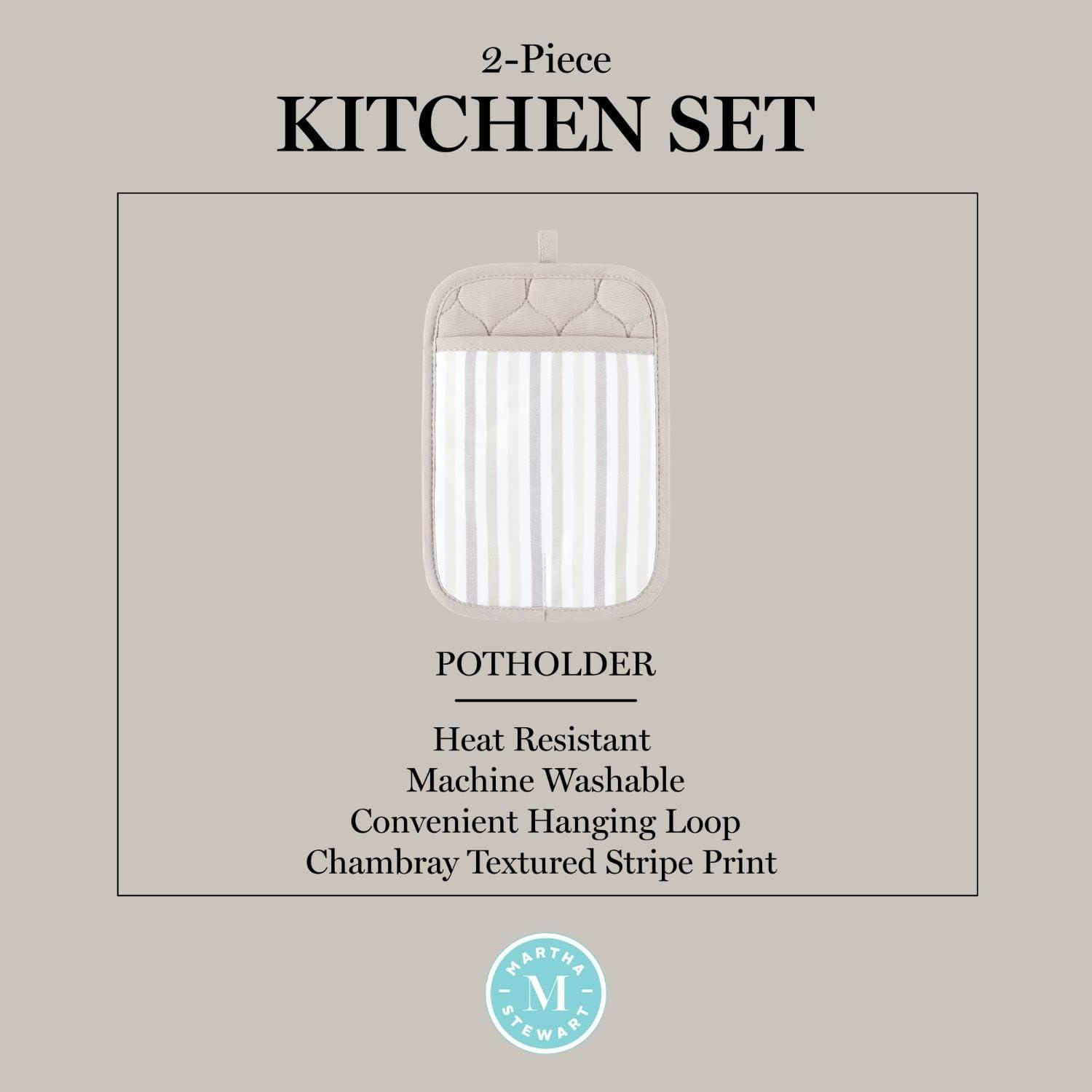 Beige and Brown Silicone Stripe Pot Holder Set