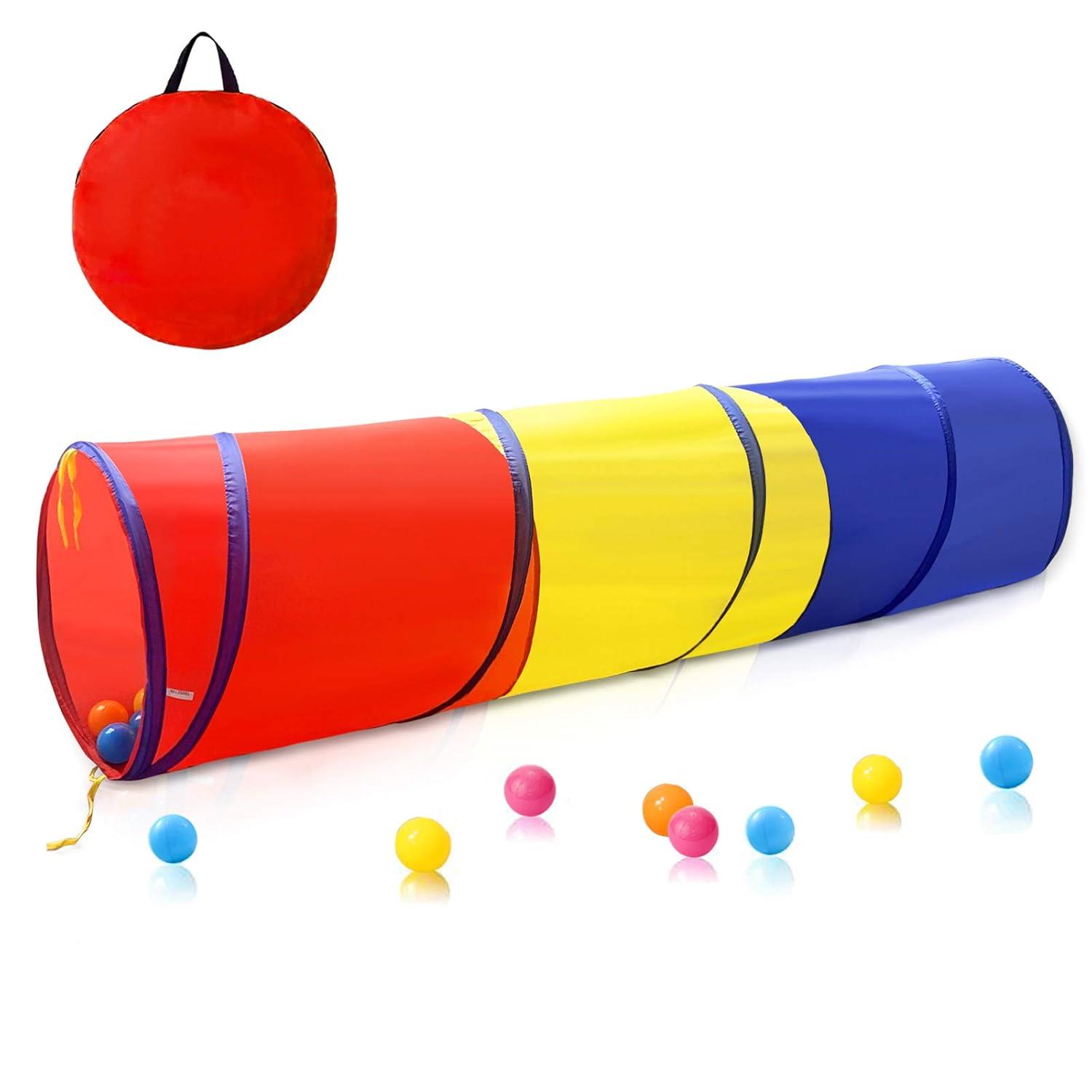 Kids Play Tunnel for Toddlers, Pop Up Crawl Through Tunnel Play Tent for Baby Infant Children or Dog, Kids Tunnel Toys or Gift Indoor & Outdoor (Classic Crawling Tunnel)