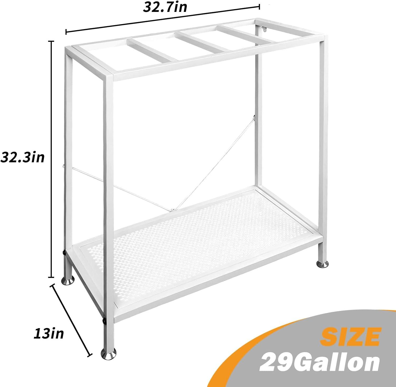 White Metal 29 Gallon Aquarium Stand with Storage Shelf