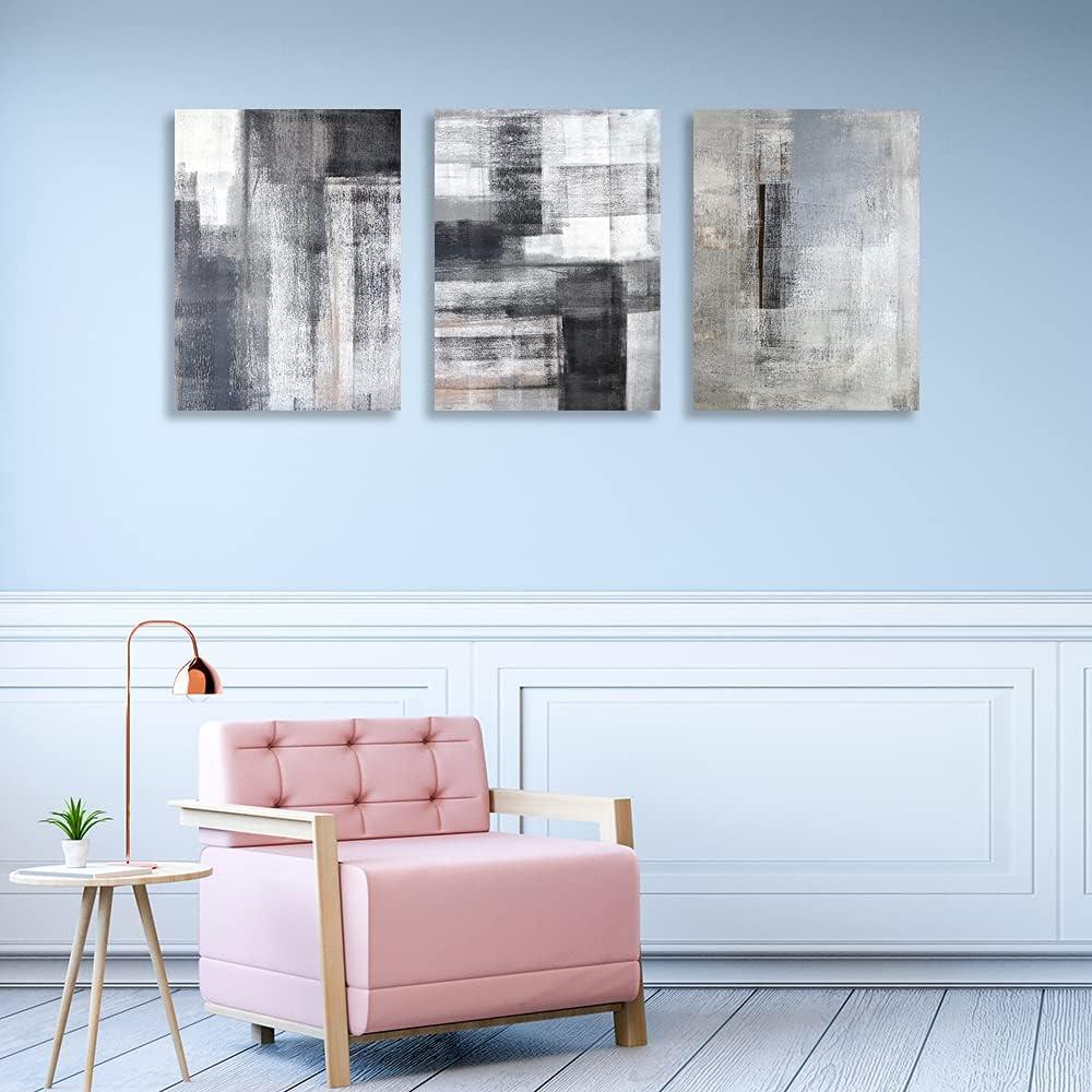 Denozer 3 Panels Canvas Wall Art Abstract Painting Artwork for Home Decor Stretched and Framed Ready to Hang - 16"x24"x3 Panels Wall Decor