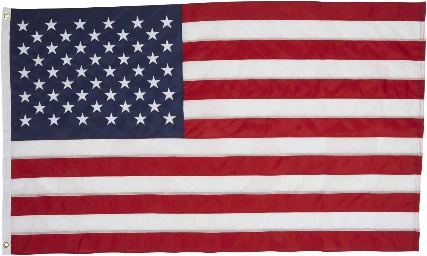 Allied Flag Pole Kit - 3 x 5 FT Nylon American Flag with 5 FT Spinning Flag Pole