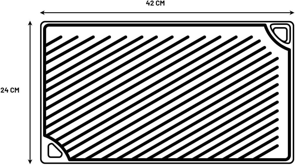 Lodge 16.75" x 9.5" Cast Iron Reversible Griddle: Preseasoned, Even-Heating, Nonstick, Induction & Oven Safe Grill Pan