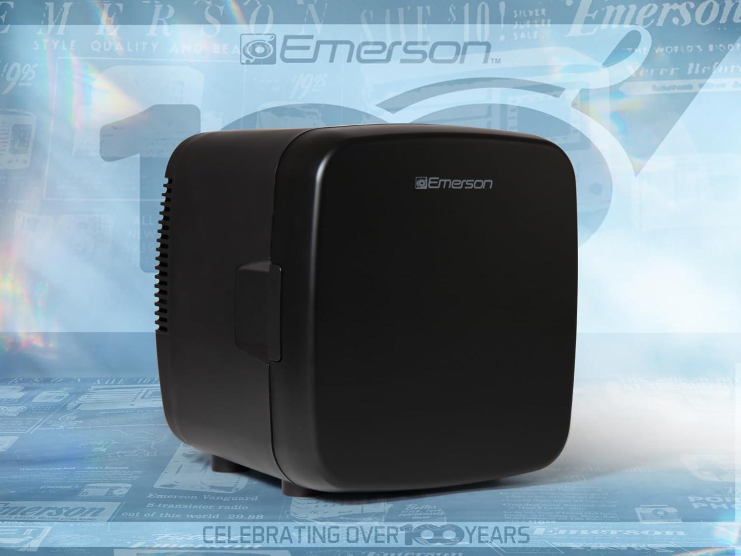 Emerson Emerson EFC-5001 Portable XL Mini Fridge Cooler for 12 Cans, 8L Capacity, AC/DC Power Compatibility, Removable Shelf, Lightweight Design – Ideal for Home, Office, Travel, Dorms, and Outdoor Use