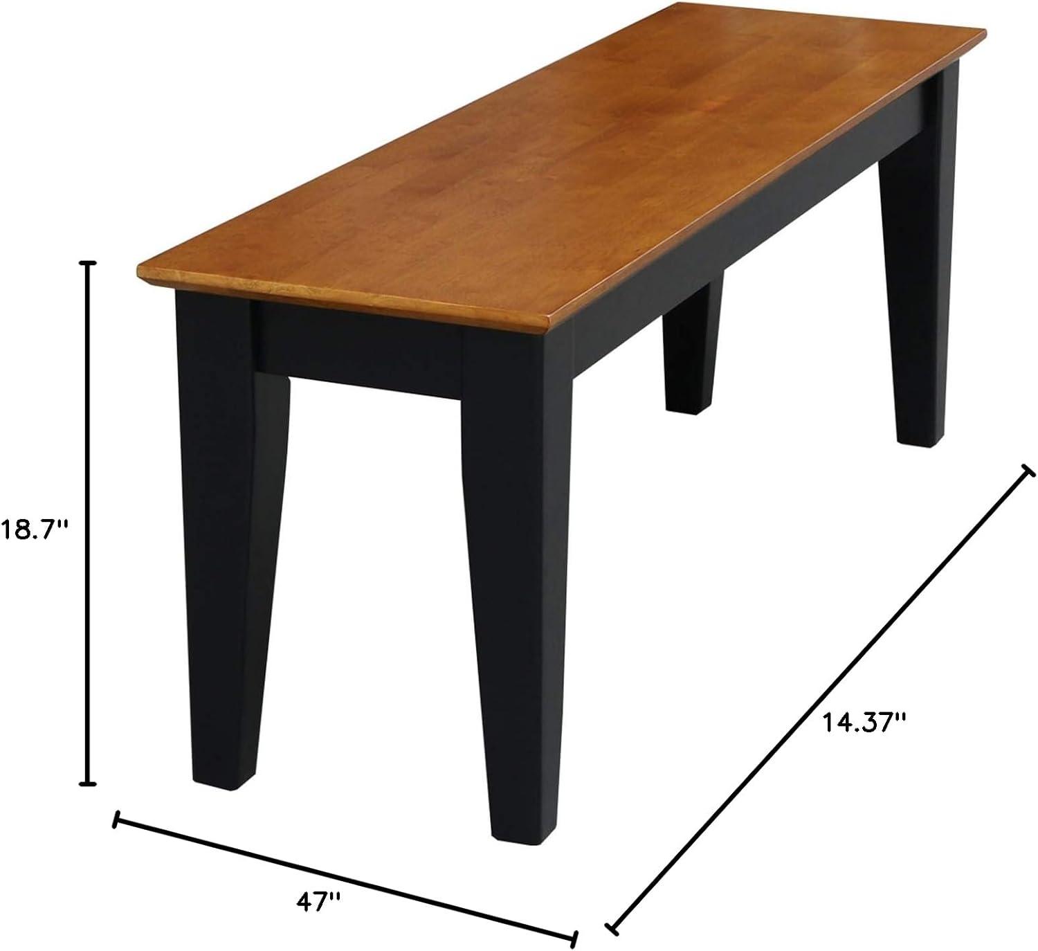 International Concepts Shaker Bench Black/Red : Hardwood Frame, Mid-Century Modern, Seats 3, 400lb Capacity