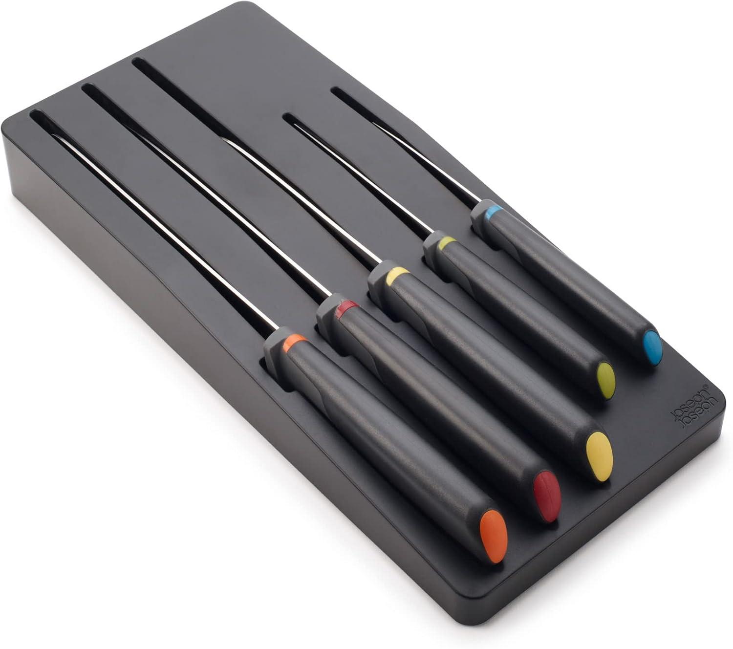 Joseph Joseph Elevate Knives Store 5pc Knife Set: Stainless Steel Kitchen Cutlery, Forged Blades, Hand Wash, Multicolor