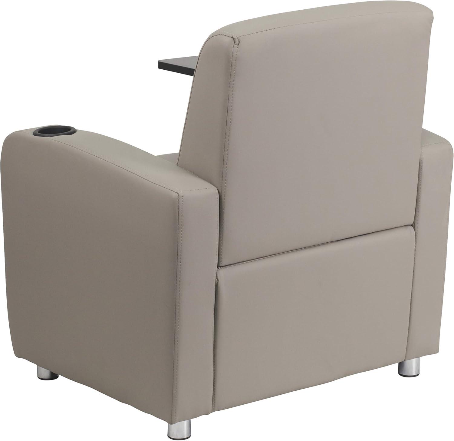 Flash Furniture LeatherSoft Guest Chair with Tablet Arm, Chrome Legs and Cup Holder