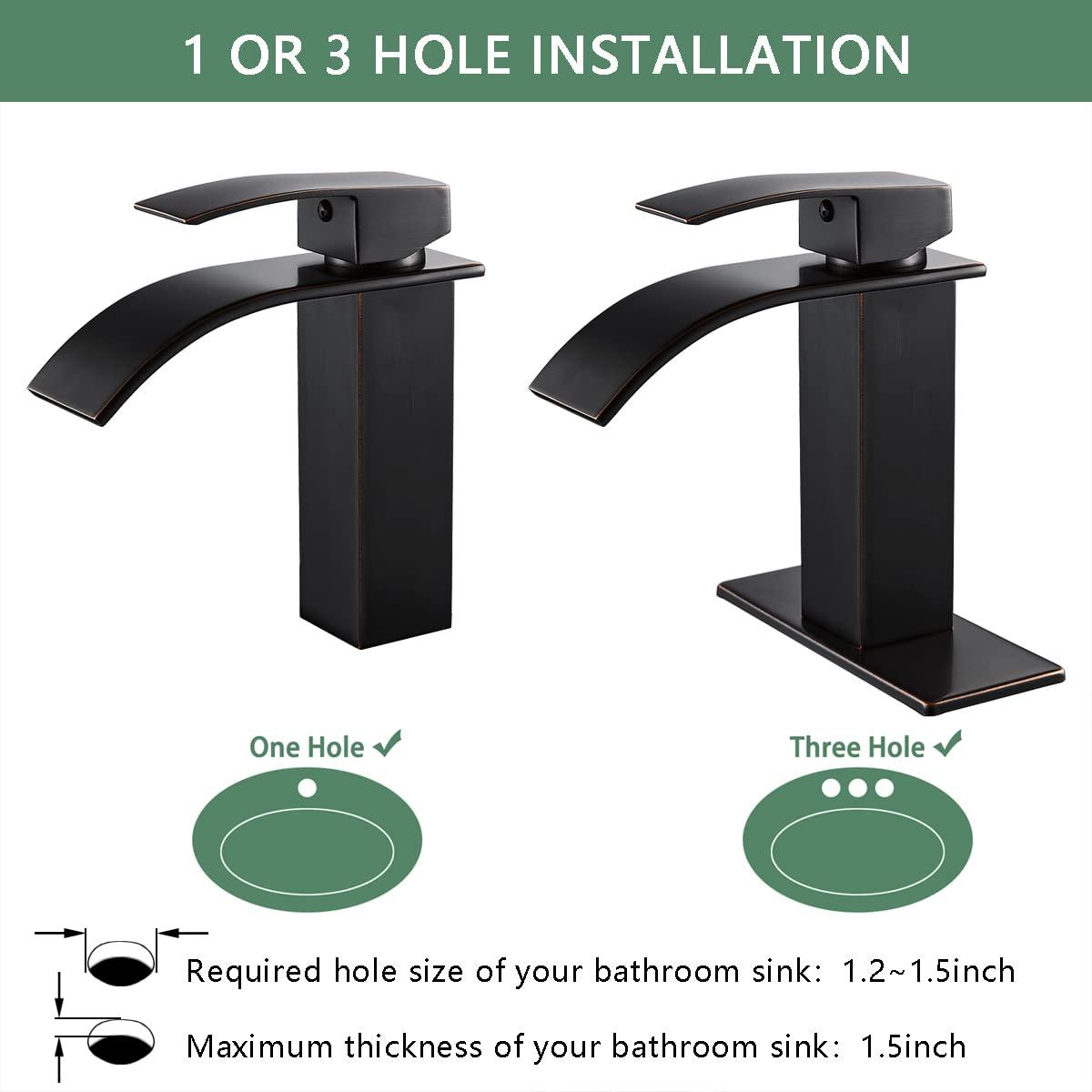 VIBRANTBATH Waterfall Low-Arc Single Hole Bathroom Faucet 6021-ORB