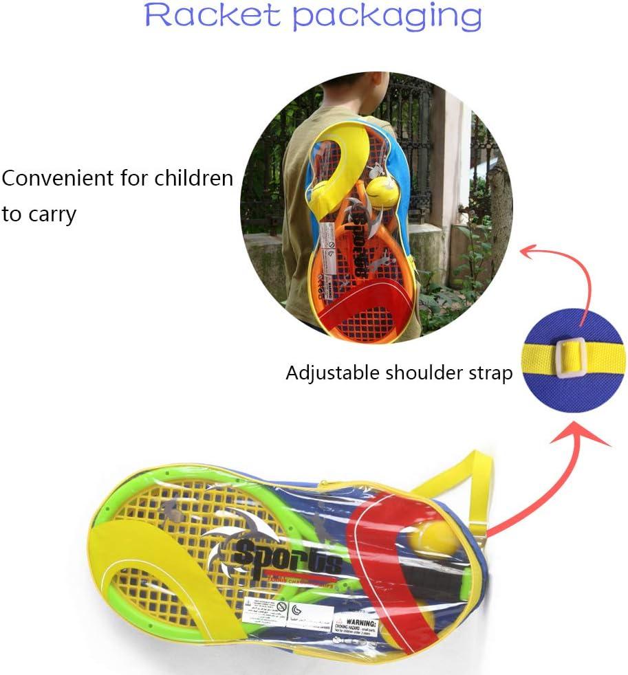 Kids Tennis Racket,17 Inch Plastic Tennis Racket with 2 Soft Balls,2 Tennis Balls and 4 Shuttlecocks for Kid,Toddler Outdoor/Indoor Sport Play