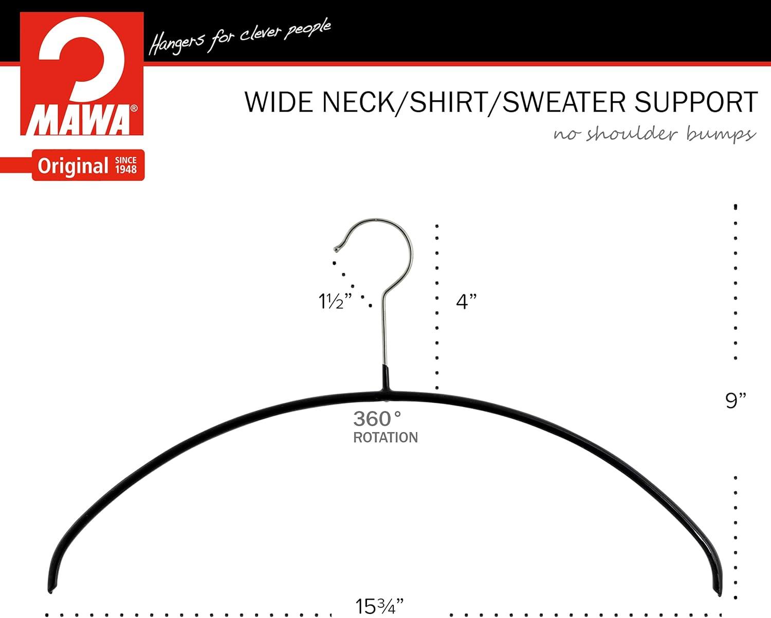 Mawa Metal Non-Slip Standard Hanger for Dress/Shirt/Sweater (Set of 10)
